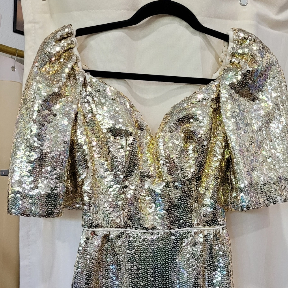 80's Custom Sequined Formal Floor Length Gown ✨️
